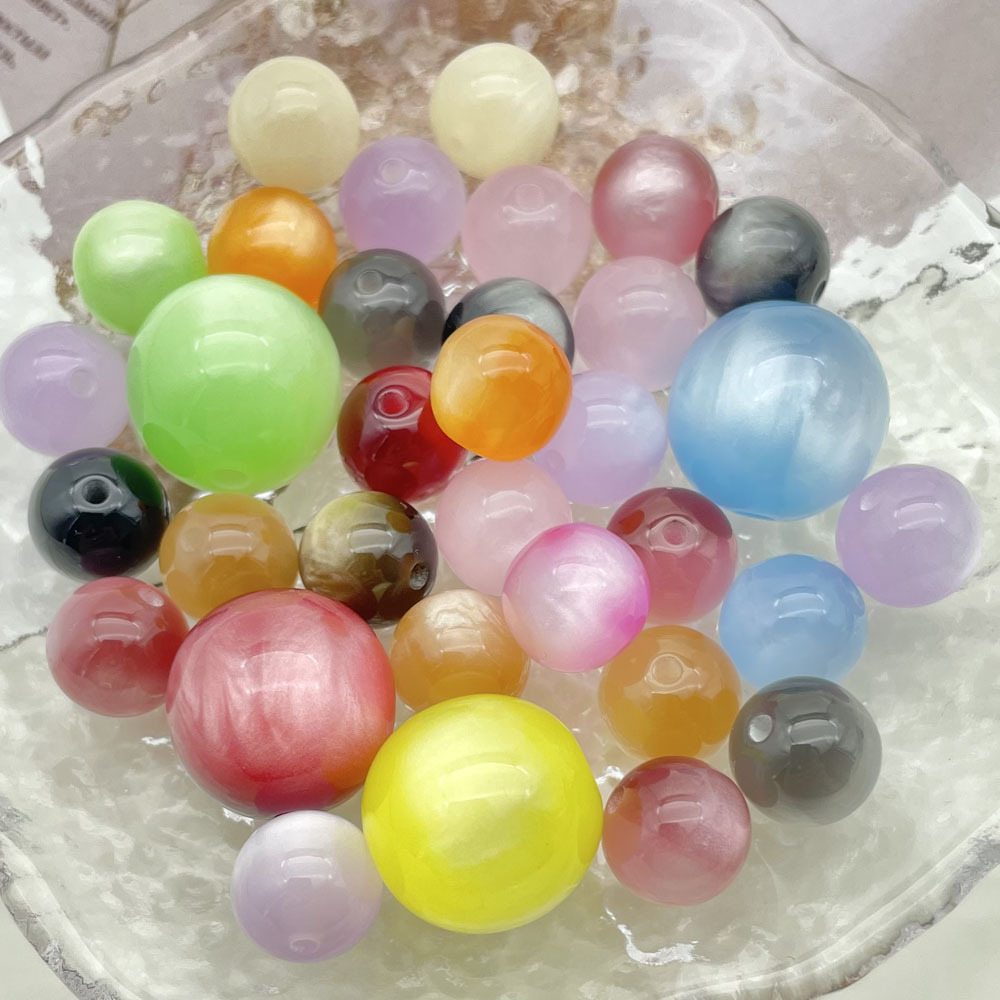 Бусины «Кошачий глаз», круглые, цветные, перламутровые, для ручной работы и аксессуаров