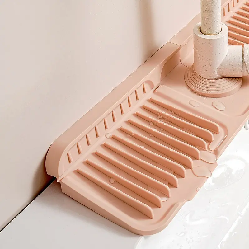 Faucet Slope Silicone Drain Pad Long Edge Splash-Proof Kitchen Sink Tank Water-Retaining Cuttable Washbasin Absorbent Pad