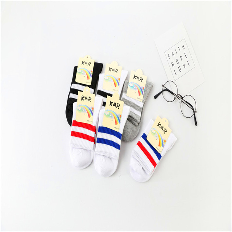 Children's socks striped cotton white socks baby socks wholesale two bar children's socks boys and girls socks