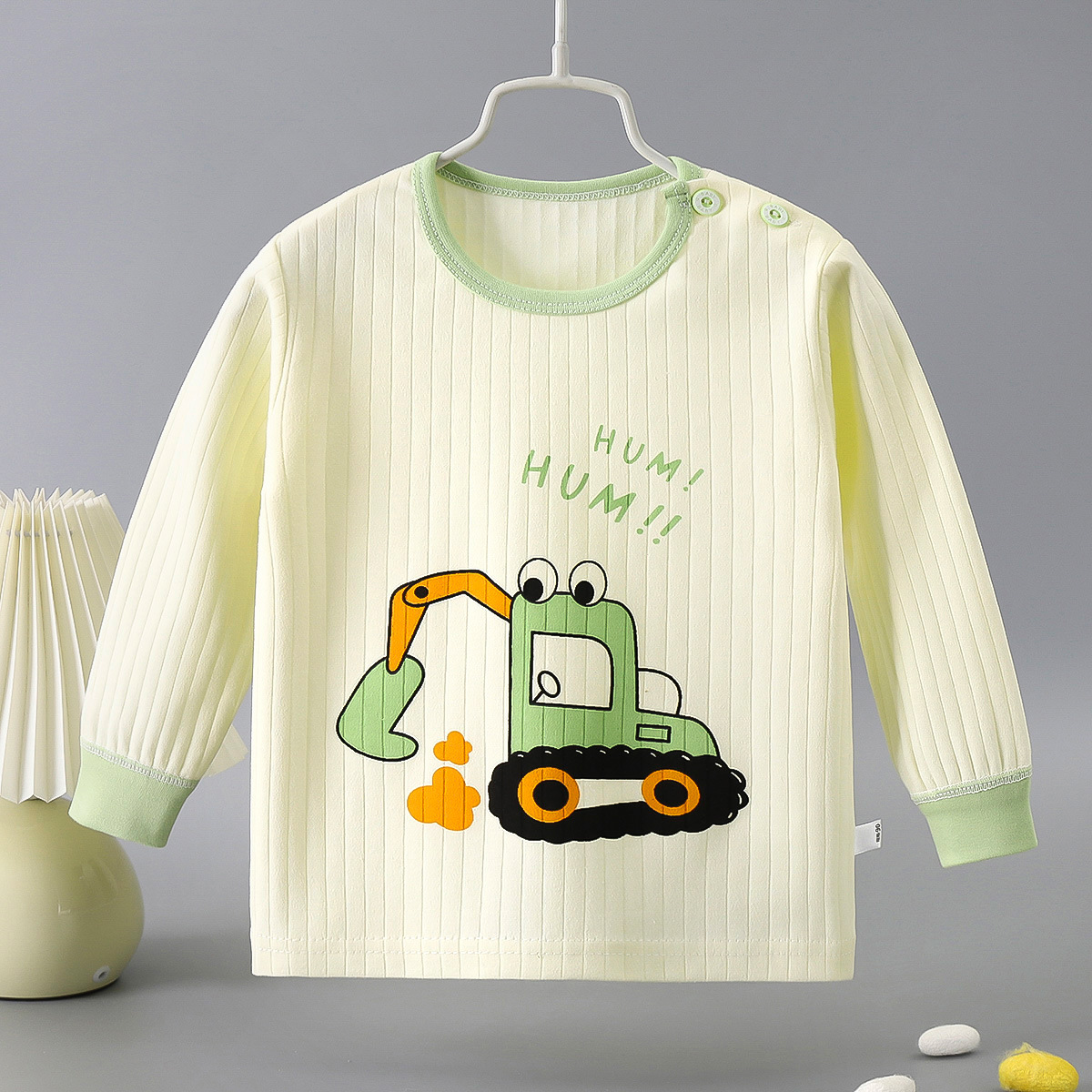 Children's Cotton Underwear Spring and Autumn Children's One-Piece Top for Boys and Girls Long Sleeve Pajamas Baby's Cotton Autumn Clothes Base Shirt