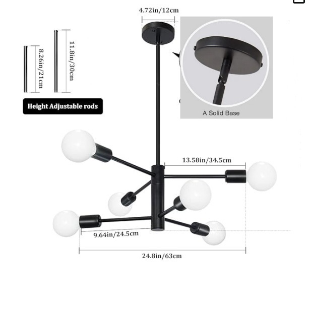 Cross-border Amazon Satellite Chandelier American Country Retro Industrial Style Living Room Dining Room 110V Molecular Chandelier