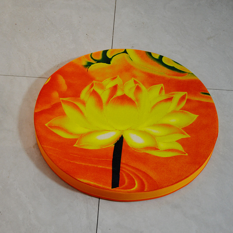 Lotus Prayer Mat, Prayer Stool, Printed Futon, Large Cushion, Kneeling Prayer Mat, Round Futon, Removable and Washable Household Prayer Mat, Printed Mat