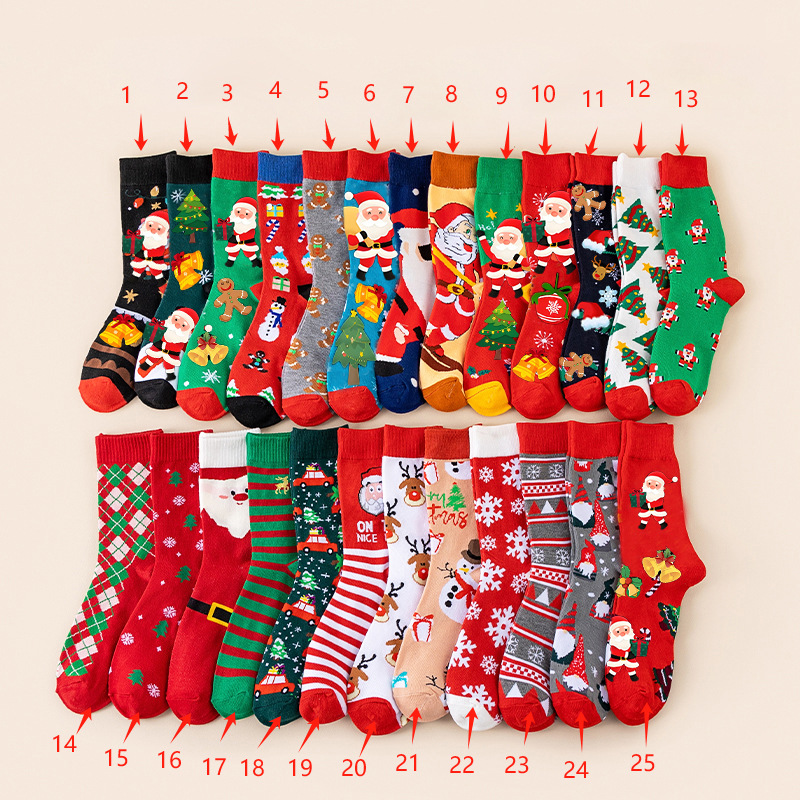 Christmas Socks Gift Box Set European and American Cross-Border Amazon New In-Stock Large Size Unisex Trendy Socks Christmas Socks Customization