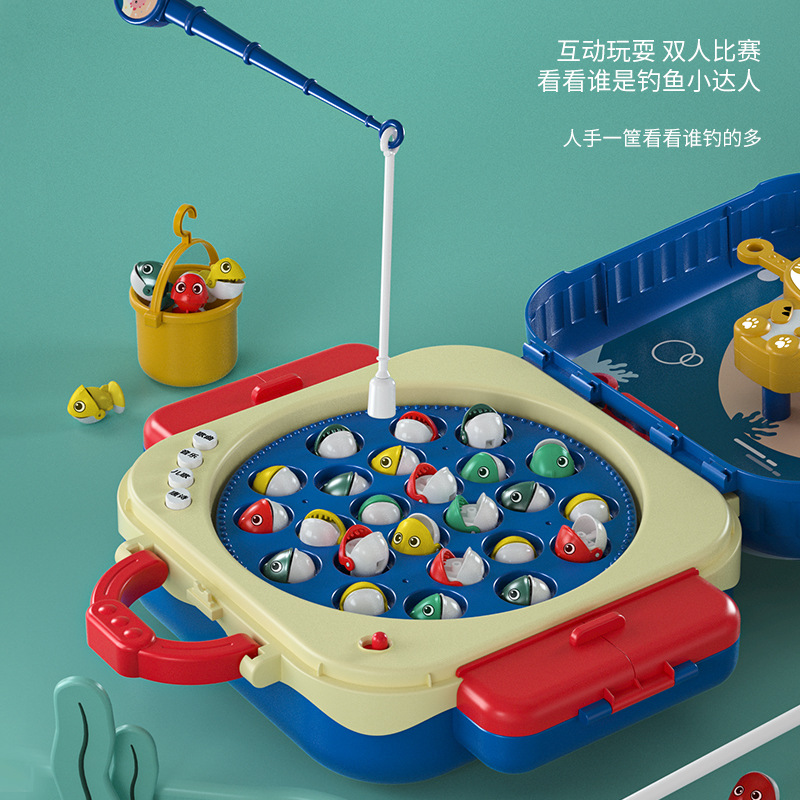Children's Electric Rotating Magnetic Fishing Toy Multifunctional Early Education Story Backpack Diaoyutai Weighing Balance Toy