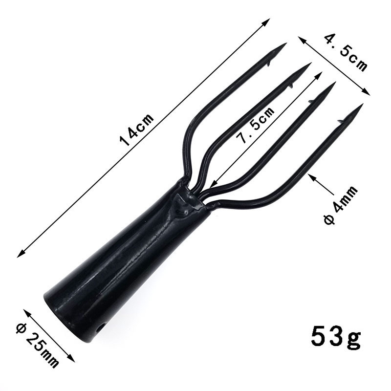 Factory direct supply spring steel harpoon head black tube with barbed anti-running fish three or four or five teeth fishing gear accessories fishing fork