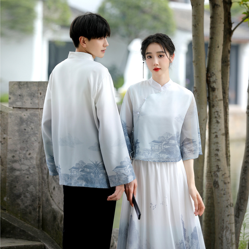 Junior high school student formal wear class clothes New Chinese Republic of China improved cheongsam dress Chinese style performance clothes class clothes couple clothes