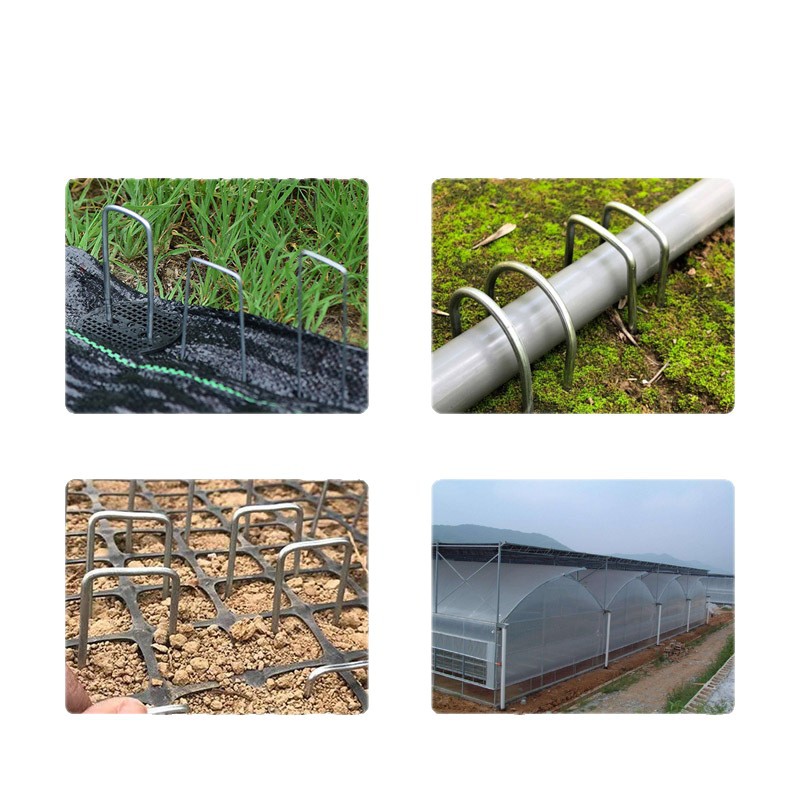 U-Shaped Ground Nails, Lawn Nails, Weed Barrier U-Shaped Ground Nail Spacers, Gardening Galvanized Steel Fixing Stakes, U-Shaped Fixing Nails