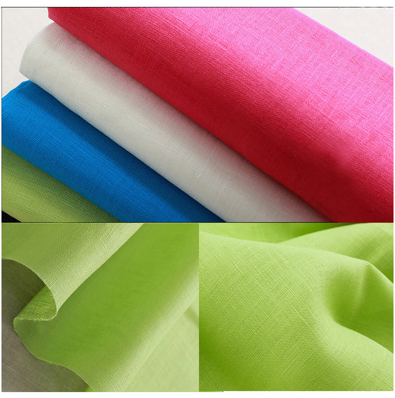 100% Pure Linen Fabric Cotton and Linen Clothing Fabric Bleached Rust Red Sky Blue Autumn Fragrance Green Rose Red Empty Blue Coffee