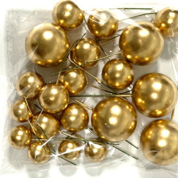Foreign trade ins style 20 cake plug-in golden silver color foam ball birthday party baking decoration ball