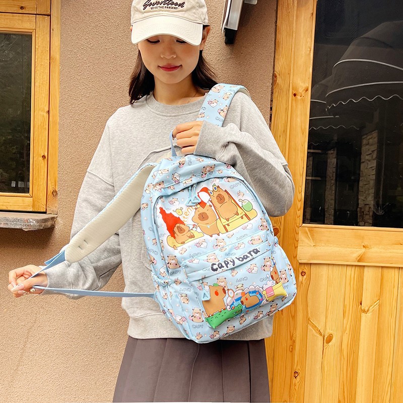 Kapi Bala Backpack Junior High School and Primary School Students Schoolbag Large Capacity Backpack Cute Lightweight All-match Student Bag