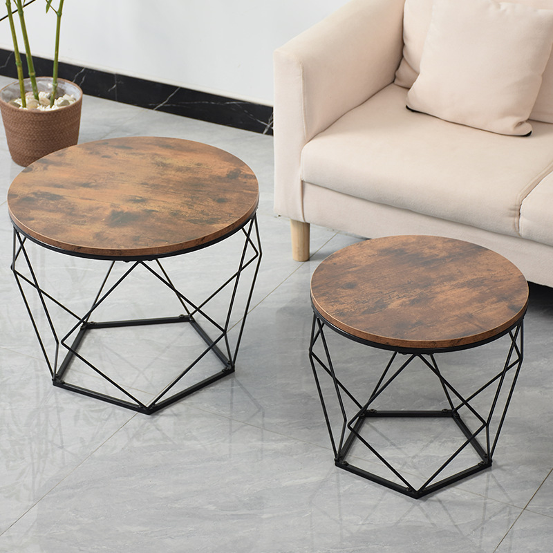 Нордический ретро круглый кофейный столик, кованый железный прикроватный столик, современный стол для маленькой квартиры