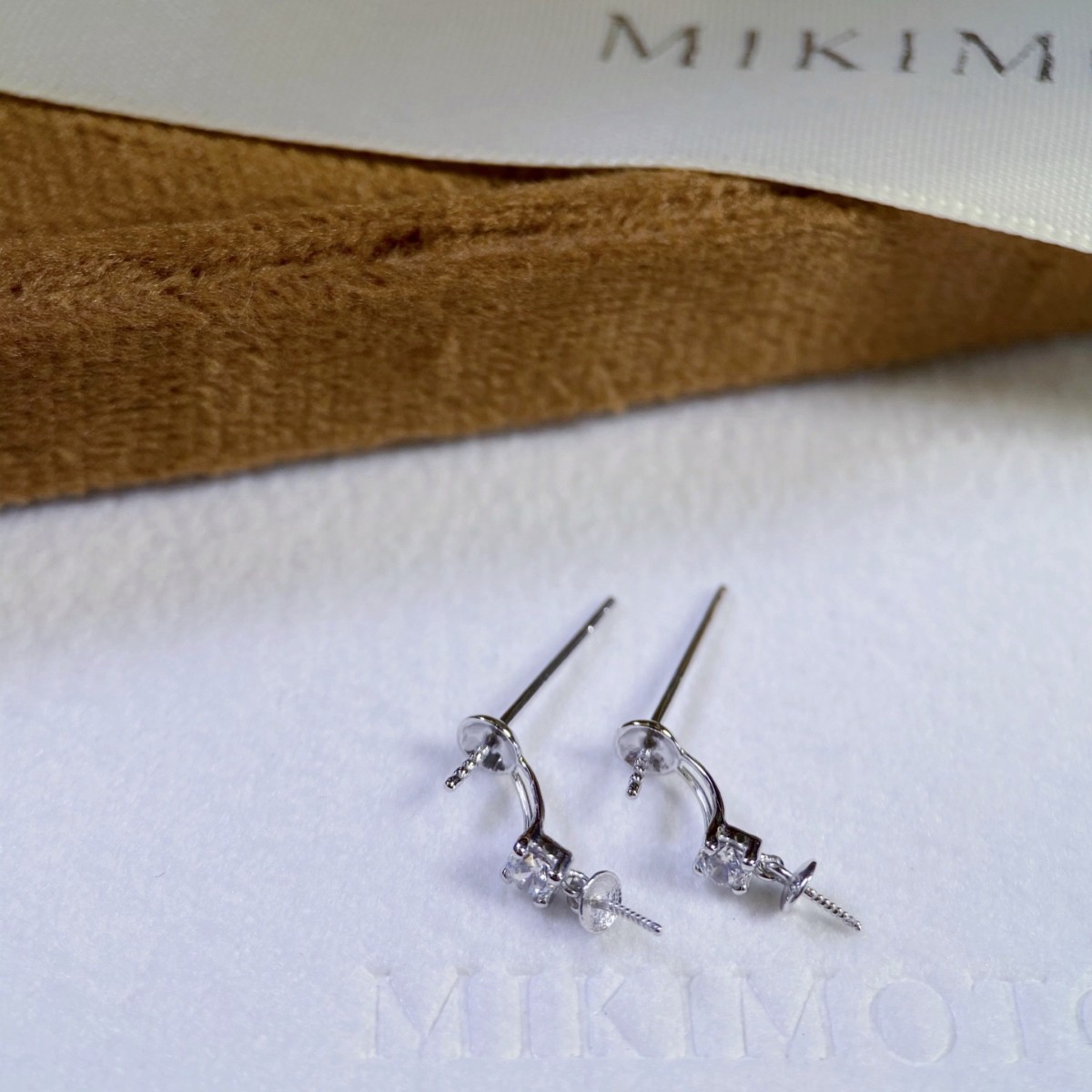 Platinum Pt900 accessories small fresh double beads zircon earrings with beads 6-7,9-10mm without beads