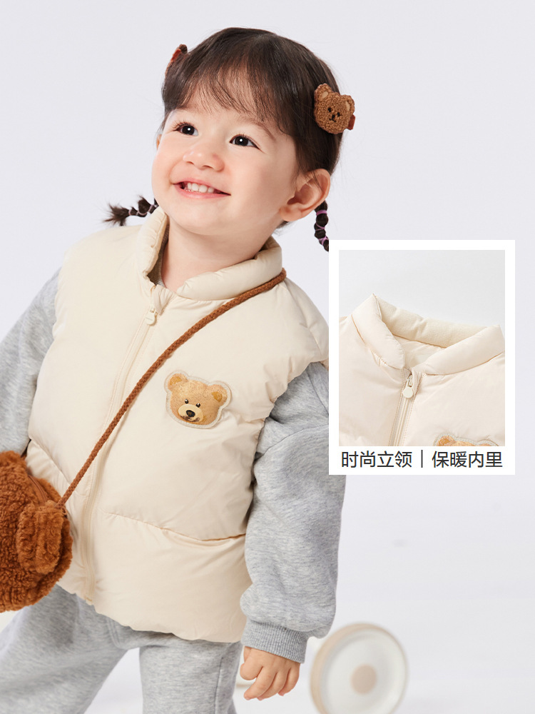 Baby Vest Outer Wear 2025 New Baby down Jacket Vest Winter Thickeneded Warm Fashionable Cute White Duck down Trendy