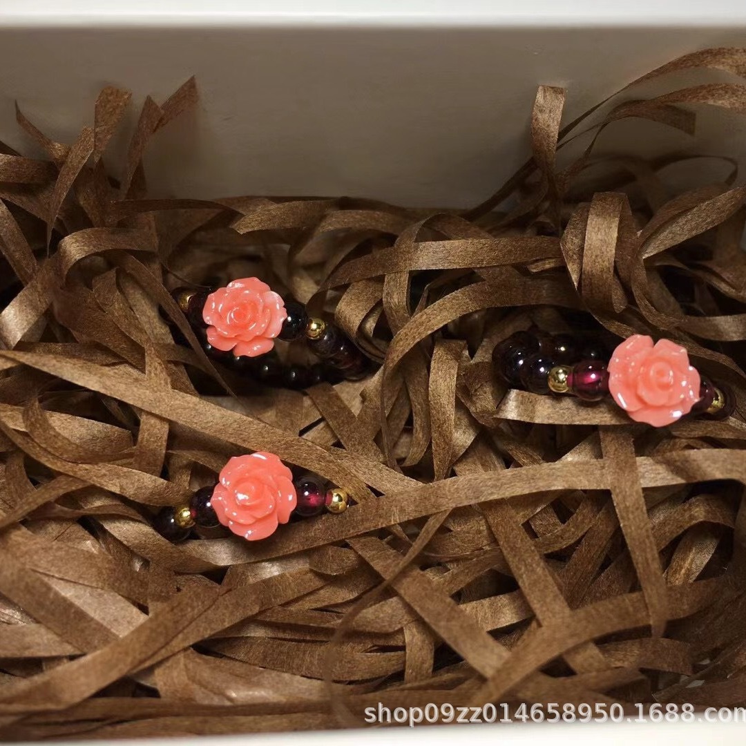 Fu Shengyuan jewelry original girl red garnet with rose ring 2023 new smart temperament fashion