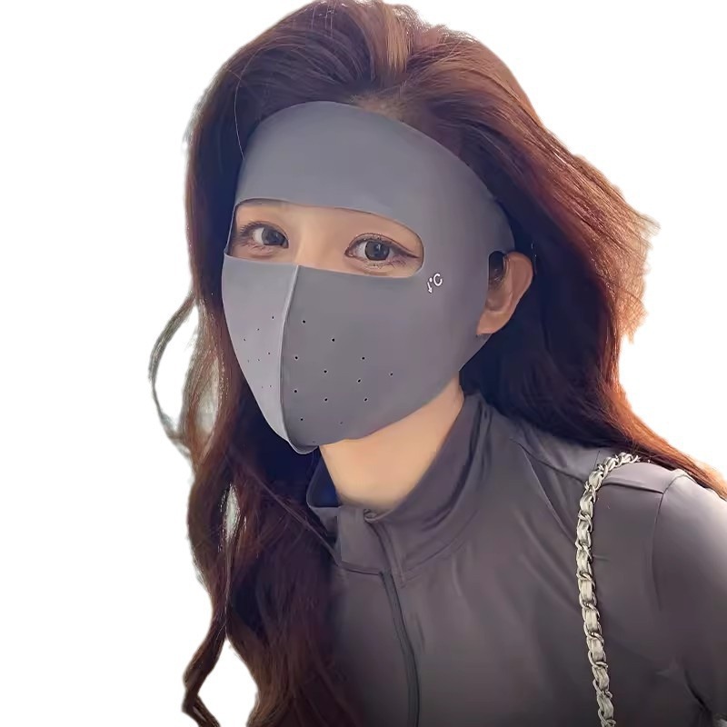 Outdoor Full Face Sunscreen Women's Summer Anti-UV Sunshade Ice Silk Face Mask Face Gini Protection
