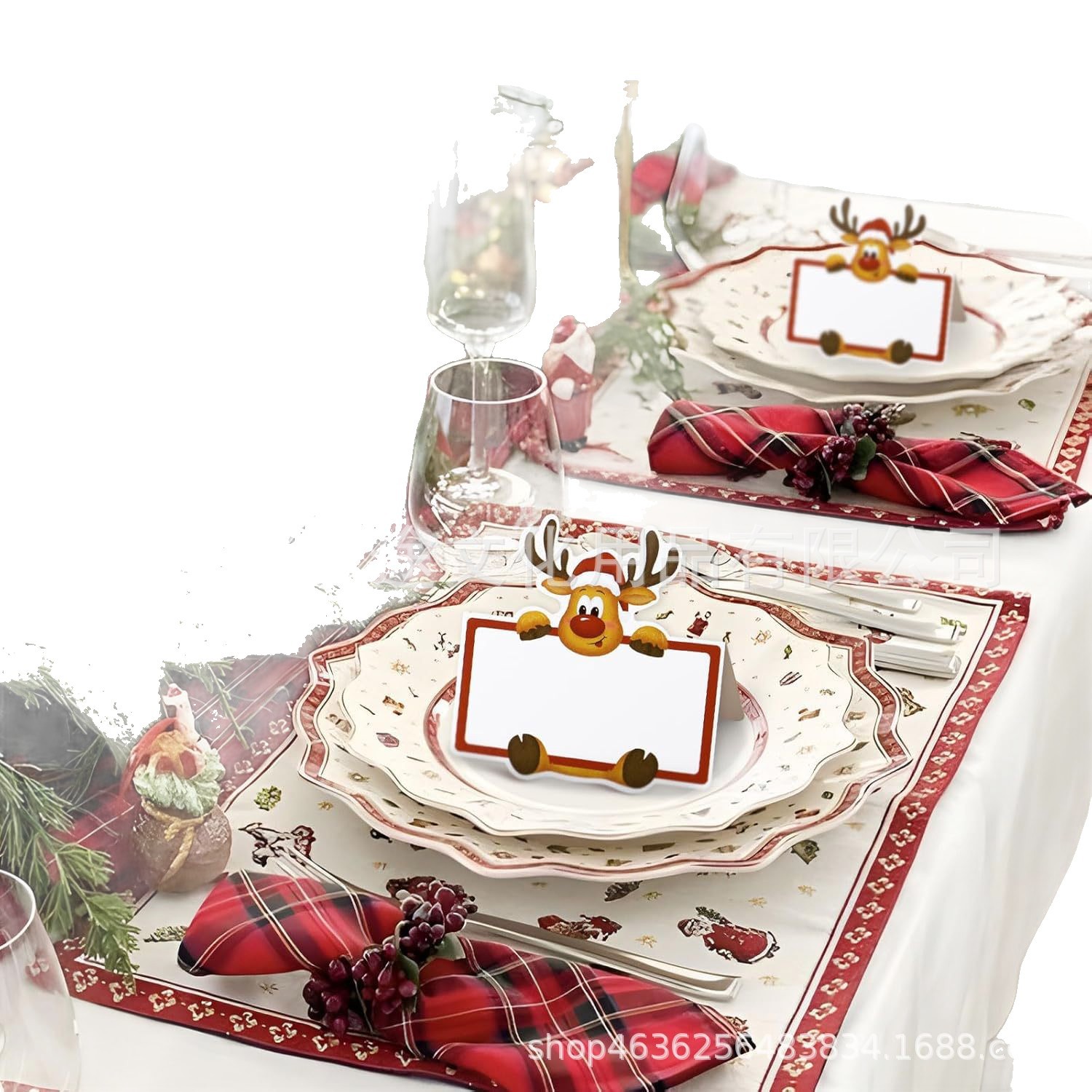 Christmas Reindeer Place Cards, Foldable Seat Cards for Children's Day, Christmas Party, Birthday Banquet