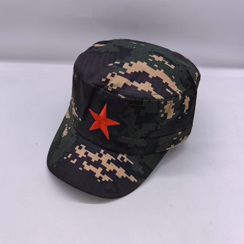 Embroidered hat camouflage five-star flat cap men's and women's retro performance cap children's campus cap a generation of children