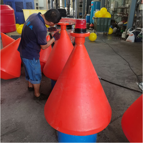 Promotional Marine Warning Floating Cone Channel Marking Warning Line Buoy Plastic Navigation Buoy Channel Optional with Warning Light