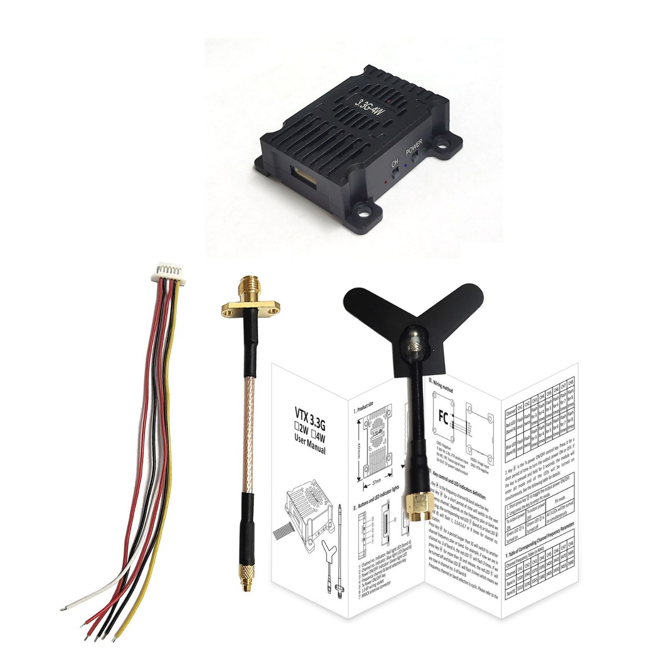3.3G-4W Vtx Image Transmission Fpv Traversing Machine 16Ch Analog Image Transmission Module Transducer