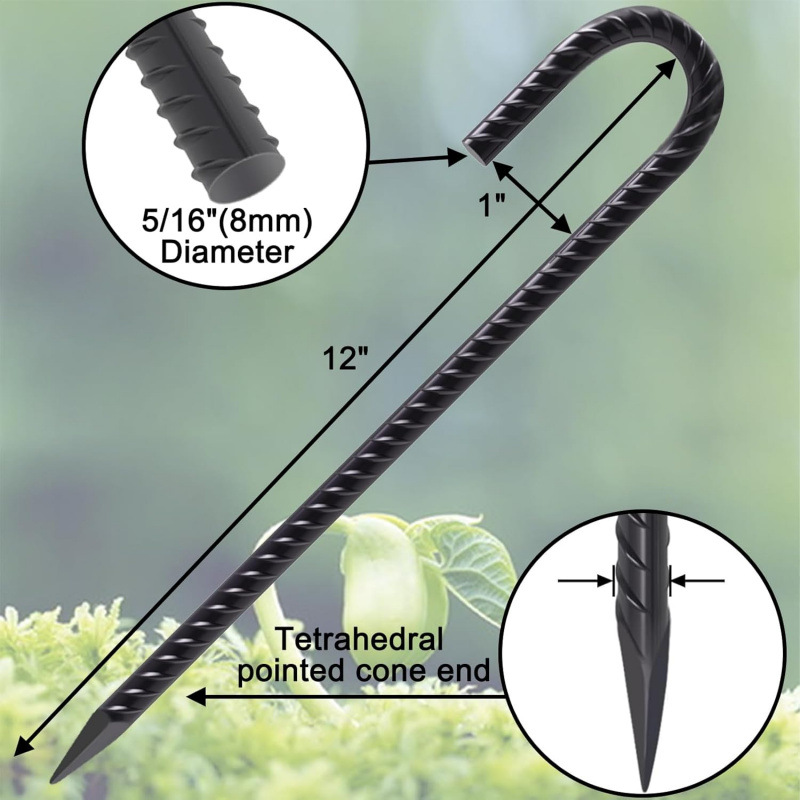 Rebar Stakes 12 Inch Heavy Duty J Hook 8 Pack Galvanized