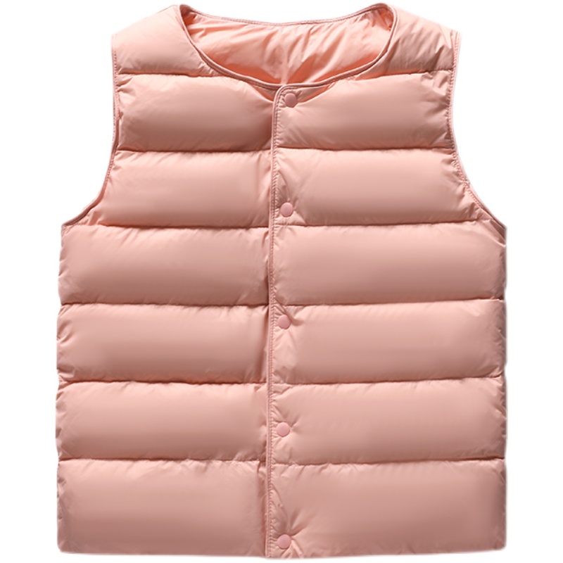 Children's down vest light solid color inner wear outer wear antibacterial white duck down autumn and winter boys and girls baby liner