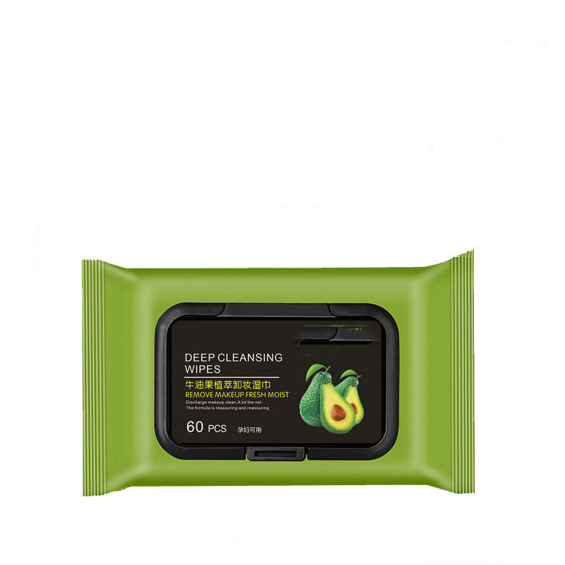 Avocado makeup remover wipes independent packaging cleansing wipes disposable portable pumping makeup remover wipes wholesale factory