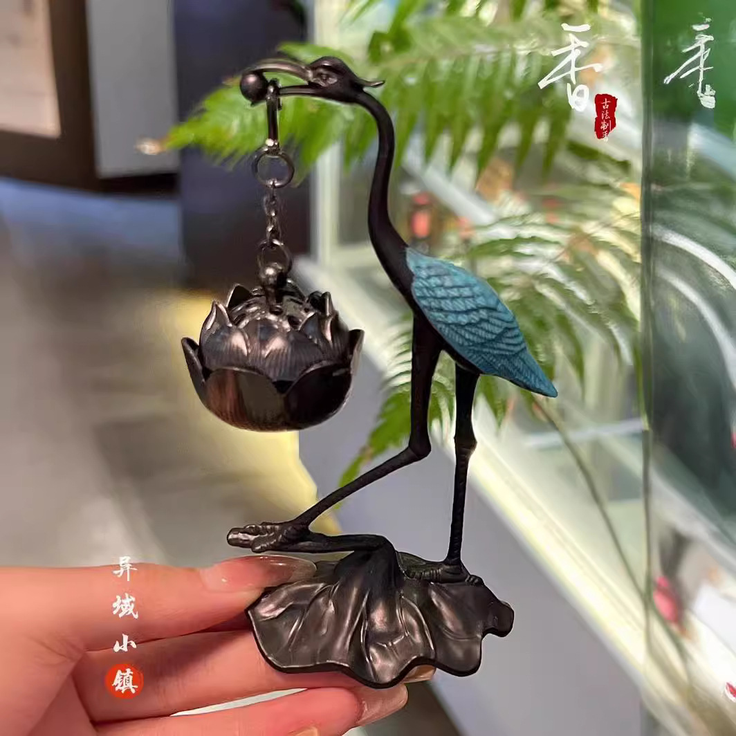 Alien Town Xiangyun Crane Pan Fragrance Set Box No Diamond Powder Fragrance Send Small Crane Hanging Incense Stove Goose Pear Account Fragrance