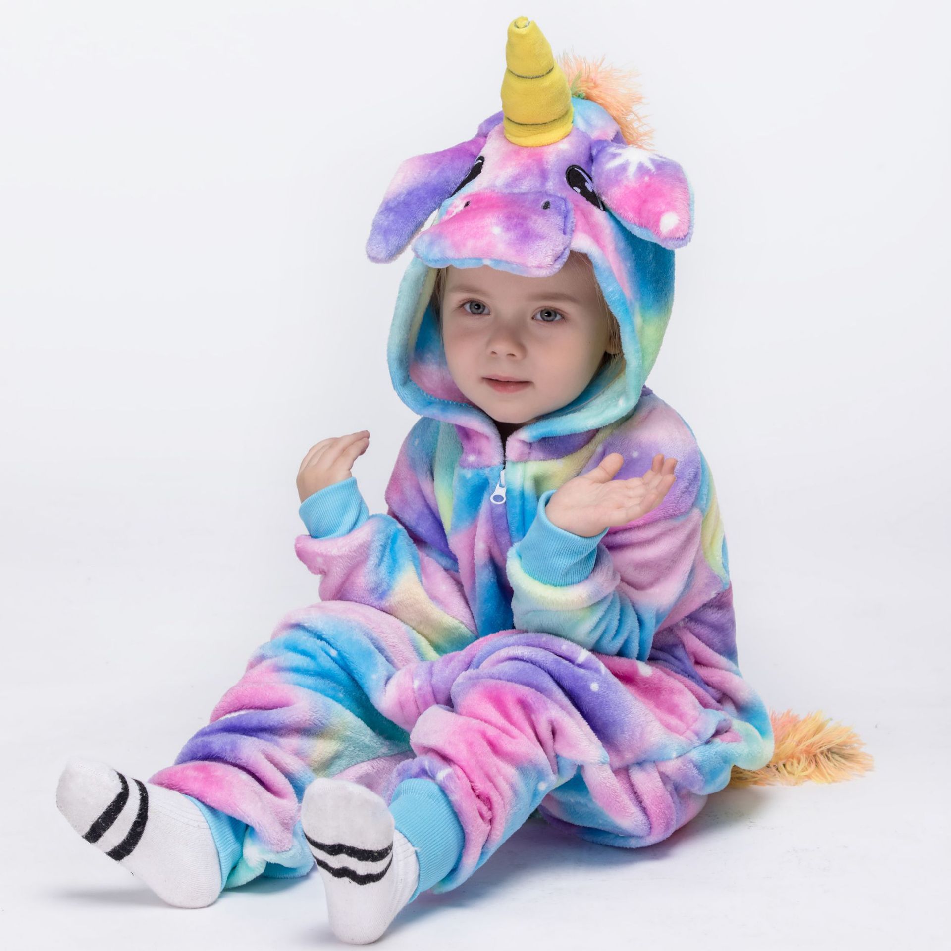 Autumn and Winter Flannel Cartoon Animal One-Piece Pajamas Children's Parent-Child Clothing Dinosaur Pegasus Home Clothes Manufacturer Wholesale