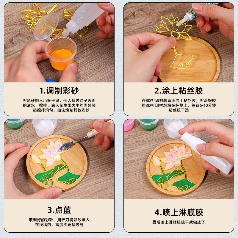 Cloisonné No-Fretwork Enamel Coaster DIY Handmade Material Kit Salon Gift Community Team-Building Activity Semi-Finished Product