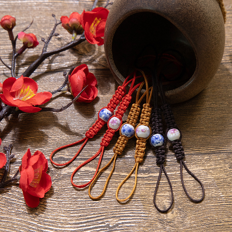 Hand-woven ceramic beads teapot rope thick rope firm teapot cover rope high-grade purple clay pot glass cup rope wholesale