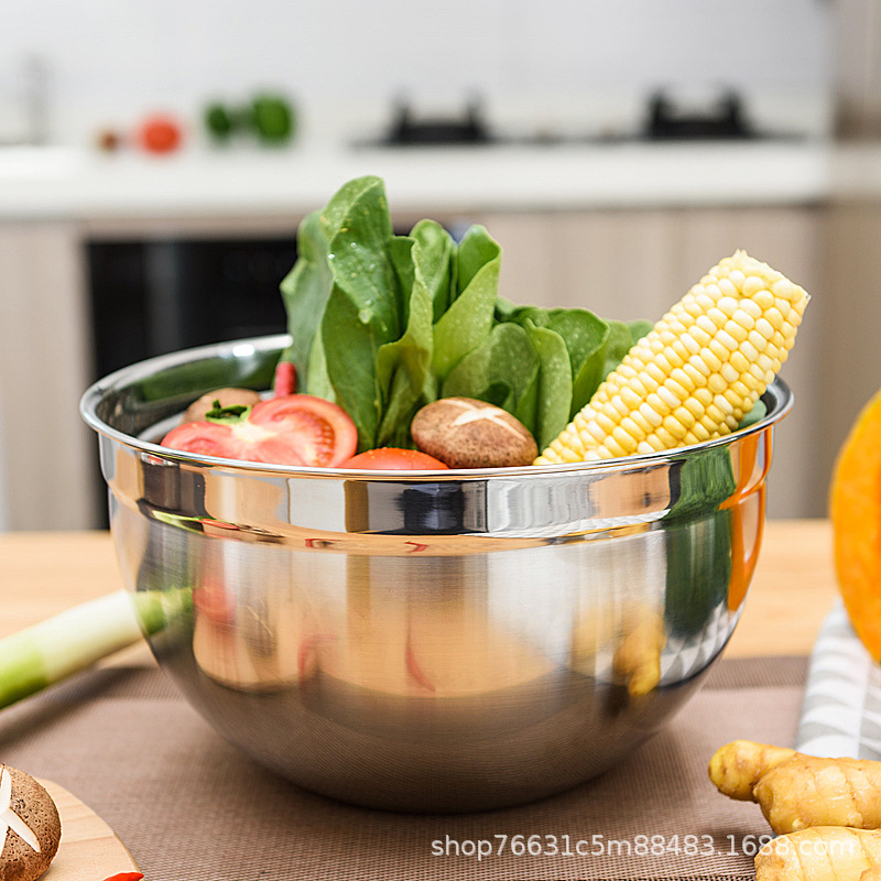 Factory wholesale stainless steel egg basin thickened baking fruit salad basin bowl and basin cooking basin salad basin