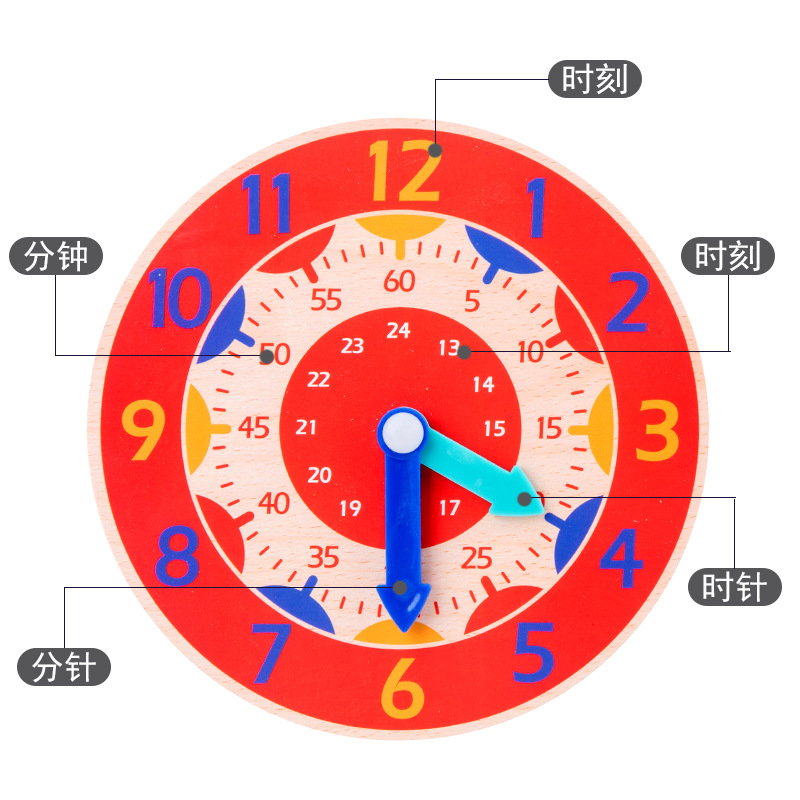 Wooden Clock Model Toys for Grade One Clock Learning Teaching Aids for Primary School Students Kindergarten Understanding Time Toys