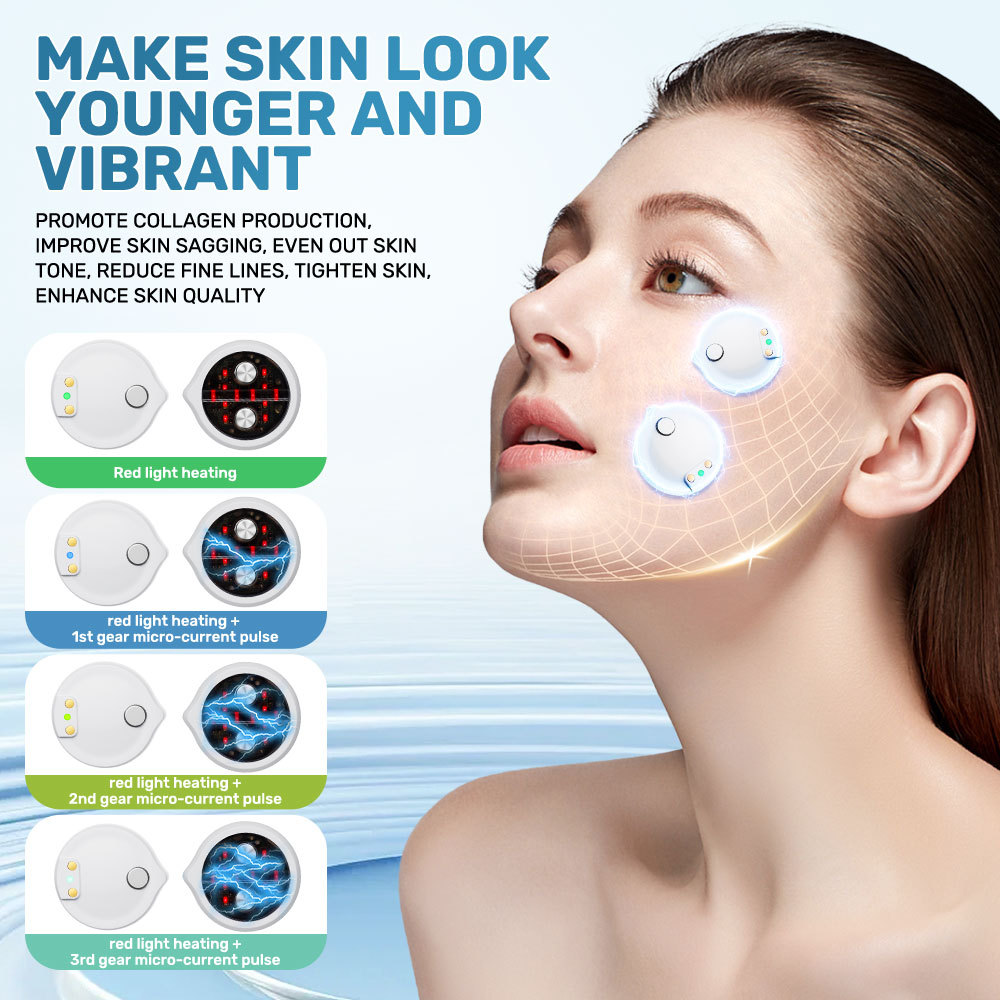 Red light EMS three-stage adjustment facial massage instrument real red light care penetration basal layer to promote skin care products absorption
