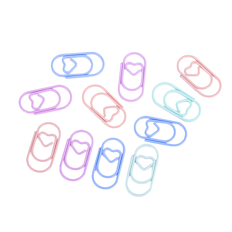 Creative New Heart-Shaped Paper Clips in Macaron Colors, Metal Irregular Paper Clips, Cute Cartoon Paper Clips, Bookmark Design
