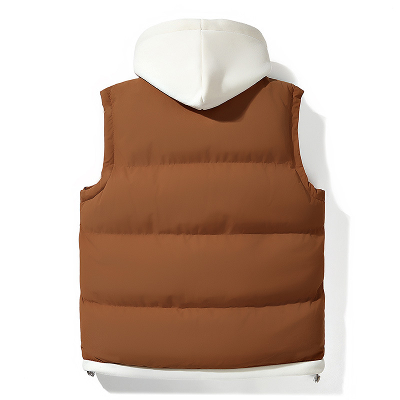 Down Vest for Men and Women, Loose and Versatile, Fashionable, Thickeneded Waistcoat, Stand-Up Collar, Hooded Vest, Outer Vest