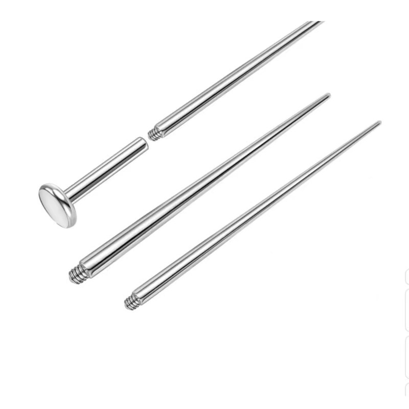 Stainless Steel Piercing Auxiliary Guide Rod Internal and External Thread Needle Belly Nail Tongue Nail Lip Nail Earring Rod Traction Needle