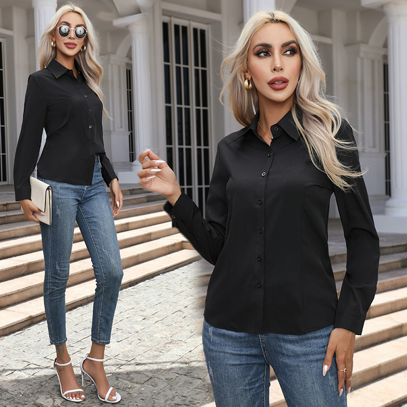 2025 Cross-Border Amazon European and American New Export Women's Fashion Casual Long-Sleeved Cardigan Buttoned Shirt Tops for Women