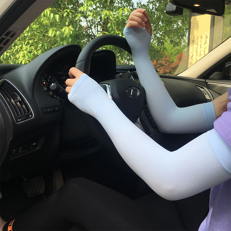 Large Sun Protection Ice Sleeves, Anti-Uv Outdoor Sports Cycling Sleeves, Arm Sleeves, Wordless Ice Silk Sleeves Logo