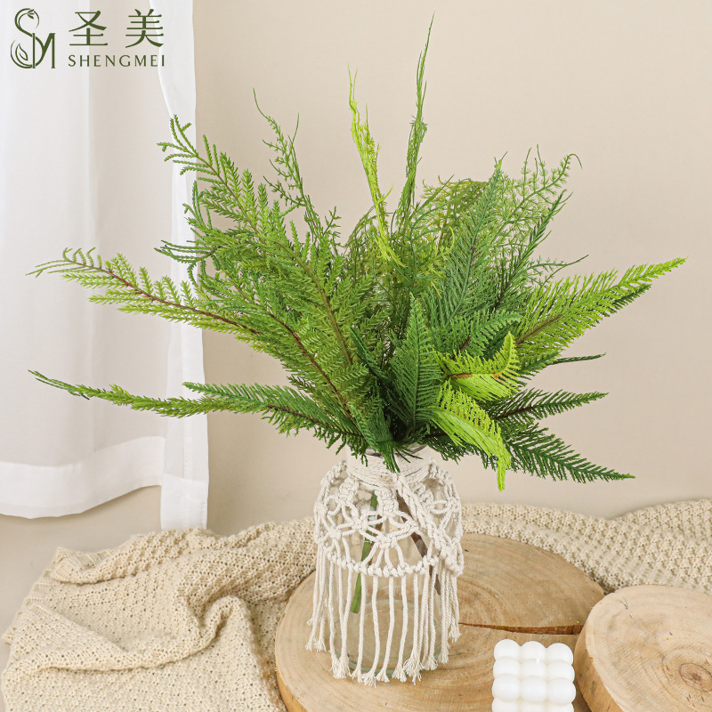 Simulated Fern Soft Rubber Persian Grass Sea Gold Sand Clematis Fern Tiandmen Winter Row Grass Fern High-End Simulated Plant Fake Flower