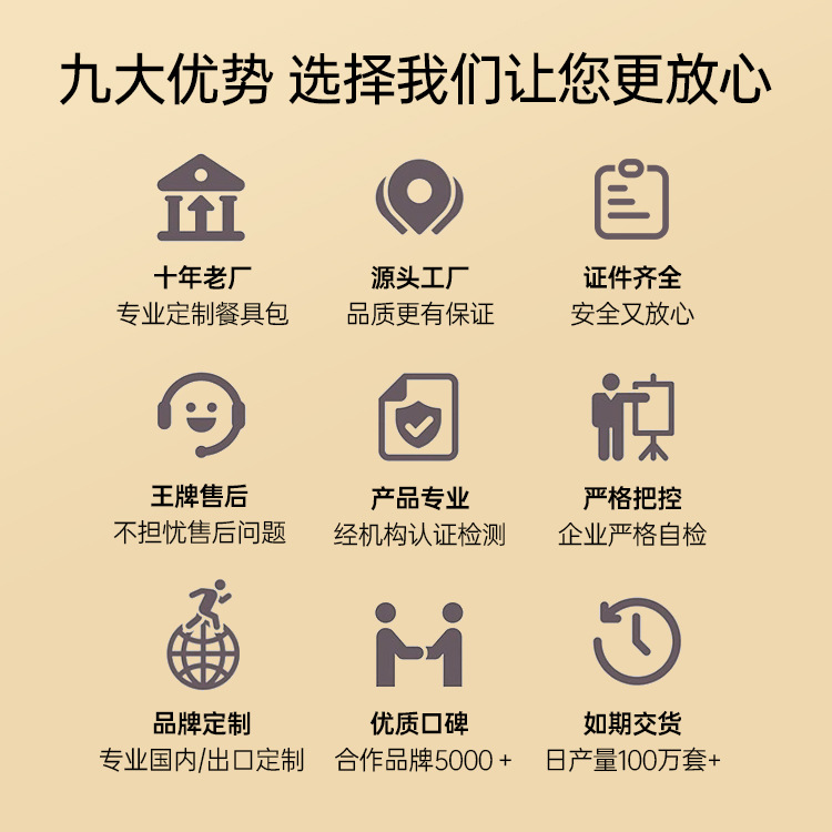 Disposable Chopsticks Four-Piece Tableware Set Takeaway Chopsticks Four-In-One Tableware Packaging Custom Brand Design