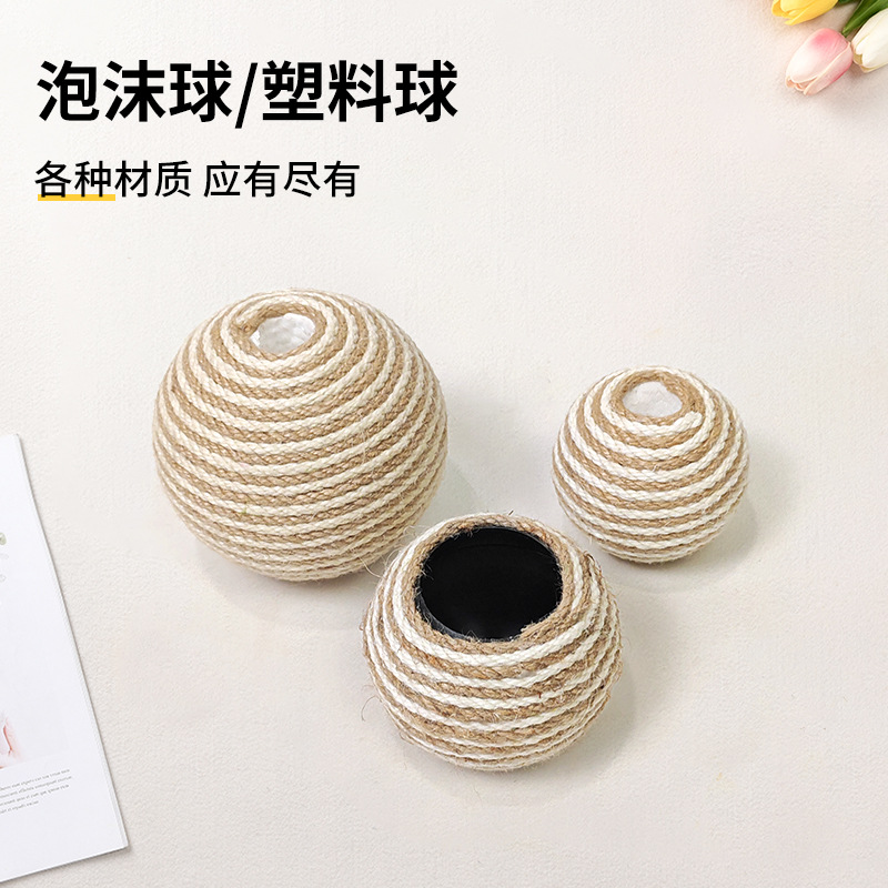 Cat Scratch Board Cat Toy Wooden Cat Scratch Ball Grinding Claw Hand Winding Sisal Rope Cat Climbing Rack Durable Cat Scratch Pet Supplies