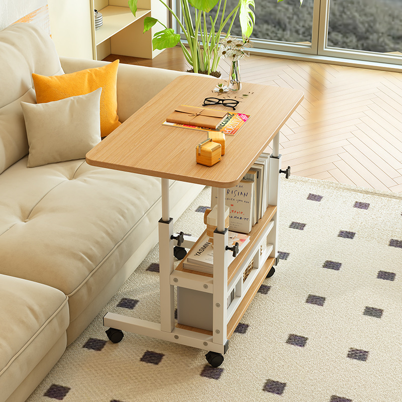 Передвижной прикроватный стол, подъемный стол, боковой стол, стол для спальни, деревянный маленький стол для хранения в гостиной