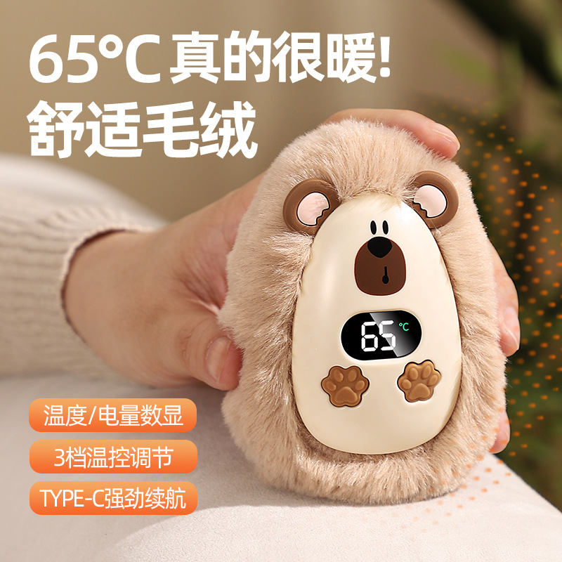 Xinbailu Cross-Border Plush Rechargeable Hand Warmer Hand-Held USB Mini Cute Hand Warmer Gift Customization New