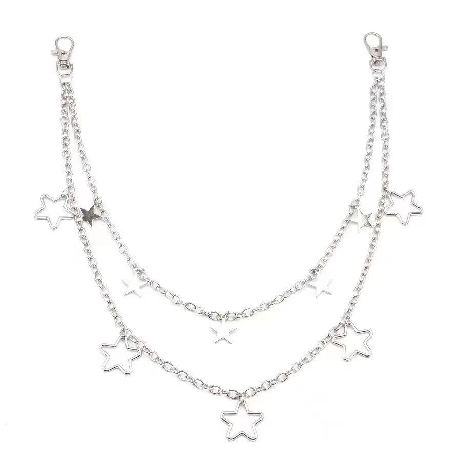 Europe and the United States cross-border jewelry fashion punk style stars multi-layer pendant pants chain ins style hip-hop pants chain