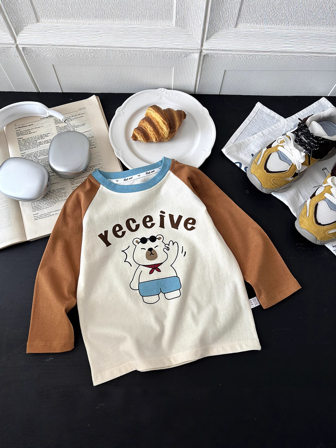 2025 New Kidsren's T-Shirt Pure Cotton Boys' Tops Long-Sleeved Single-Piece Baby Girl's Category a Pure Cotton Clothes Cartoon Trendy Kidsren