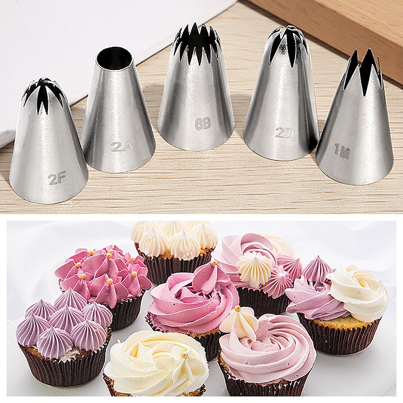 1M 6 Tooth Cake Decorative Cookie Rose Cream Baking DIY Tool 304 Stainless Steel Decorative Mouth Medium Collection