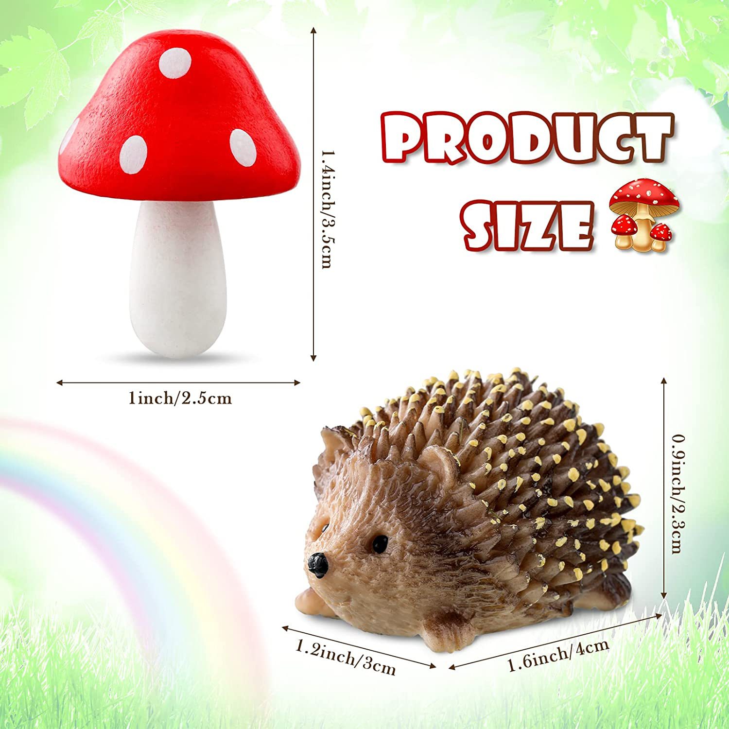 Garden accessories resin hedgehog and wood mushroom miniature garden accessories fairy garden bonsai micro landscape
