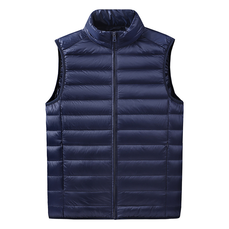 Uniqlo-Style Men's Lightweight down Vest, Thin down Cotton Warm Vest, Solid Color Stand Collar Vest, Thin down Jacket
