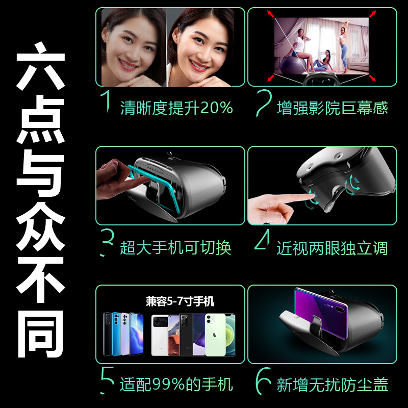 Vrgprox7 New Vr Glasses Mobile Phone Dedicated Virtual Reality 3D Glasses Metaverse with Gifts Dropshipping