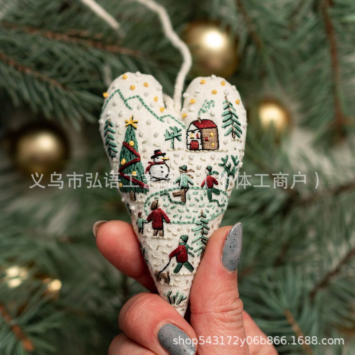 Cross Border DIY Heart Shaped Hand Embroidered Christ Heart Embroidery Christmas Kit
